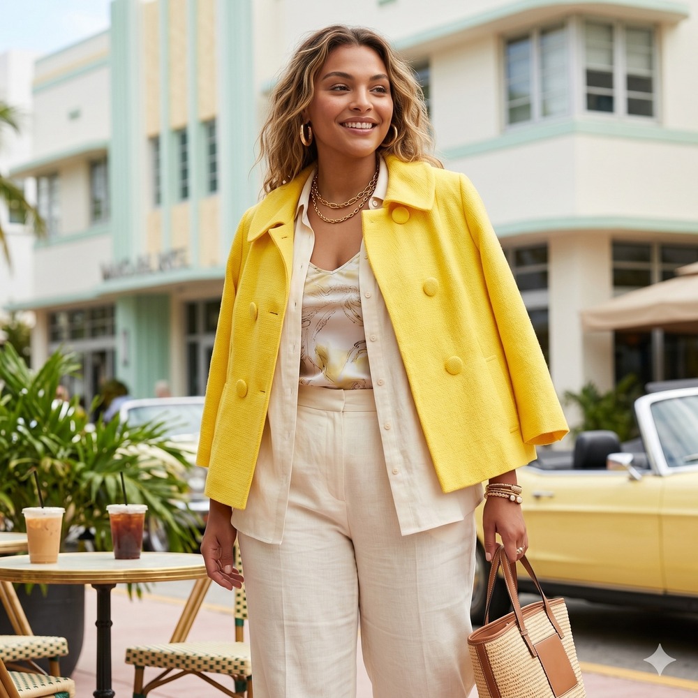 Neiman Marcus Exclusive NWT Womens Yellow Double‎ Breasted Jacket Old Money Sz12